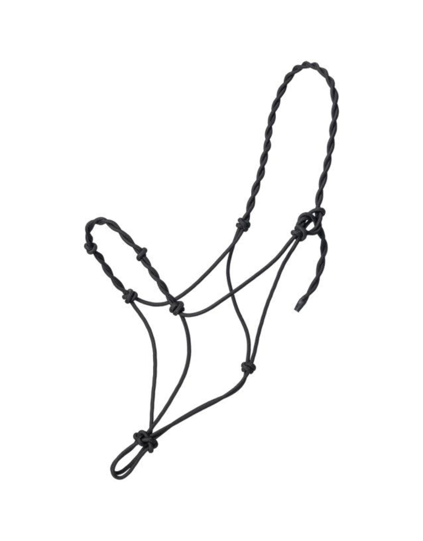 Knotted Draft Rope Halter with Twisted Crown Black