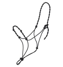 Knotted Draft Rope Halter with Twisted Crown Black