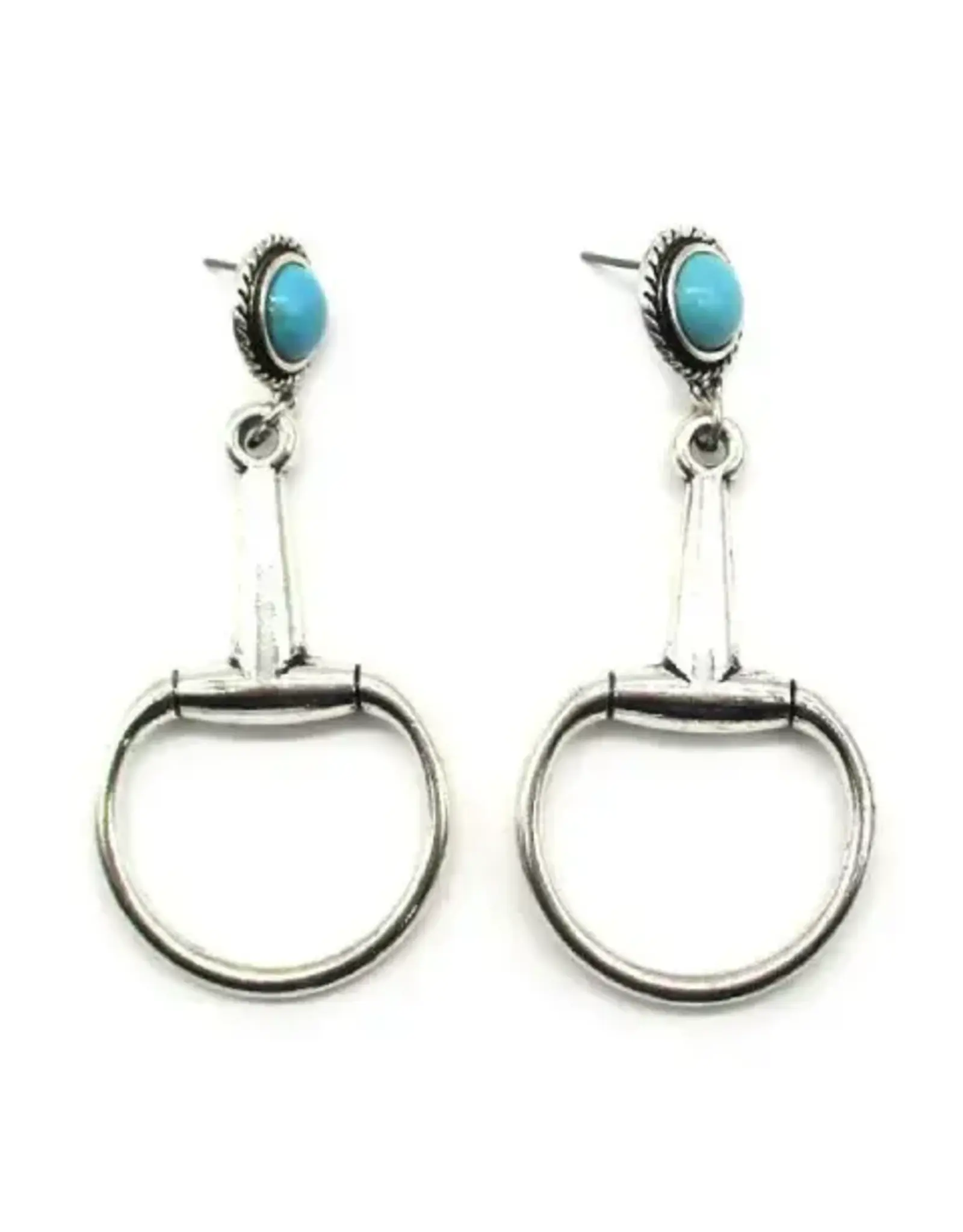 Snowing West Western Snaffle Bit Turquoise Dangle Earring