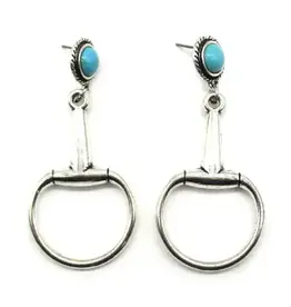 Snowing West Western Snaffle Bit Turquoise Dangle Earring
