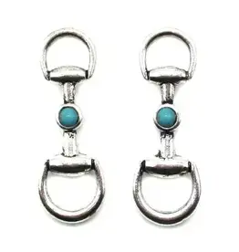 Snowing West Western Snaffle Bit Turquoise Post Earring