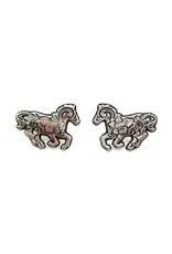 Snowing West Western Etched Running Horse Post Earring