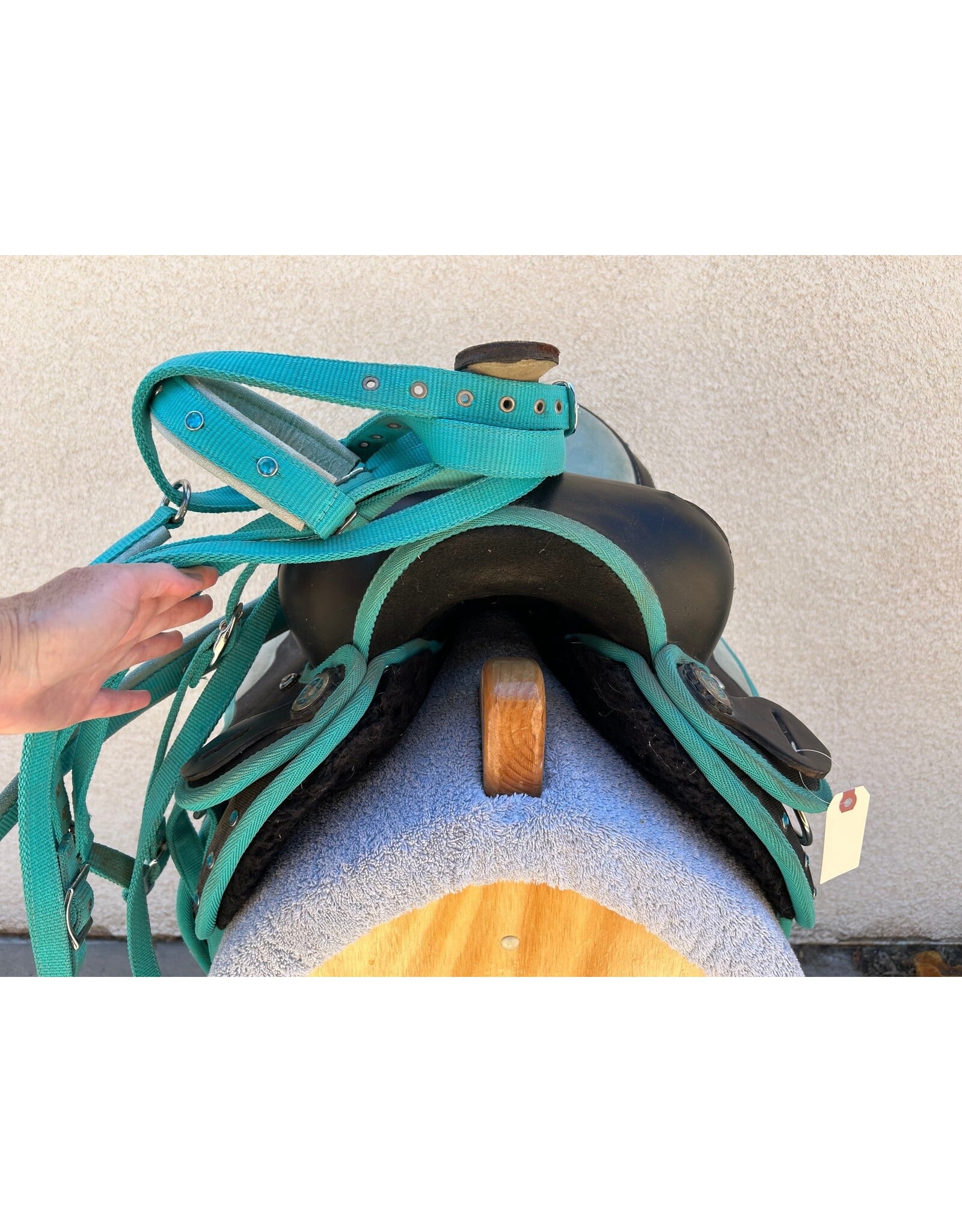 Turquoise Synthetic Saddle Package 16" Seat 8" Gullet