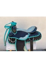 Turquoise Synthetic Saddle Package 16" Seat 8" Gullet