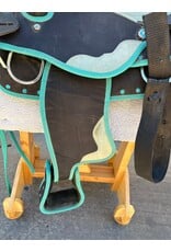 Turquoise Synthetic Saddle Package 16" Seat 8" Gullet