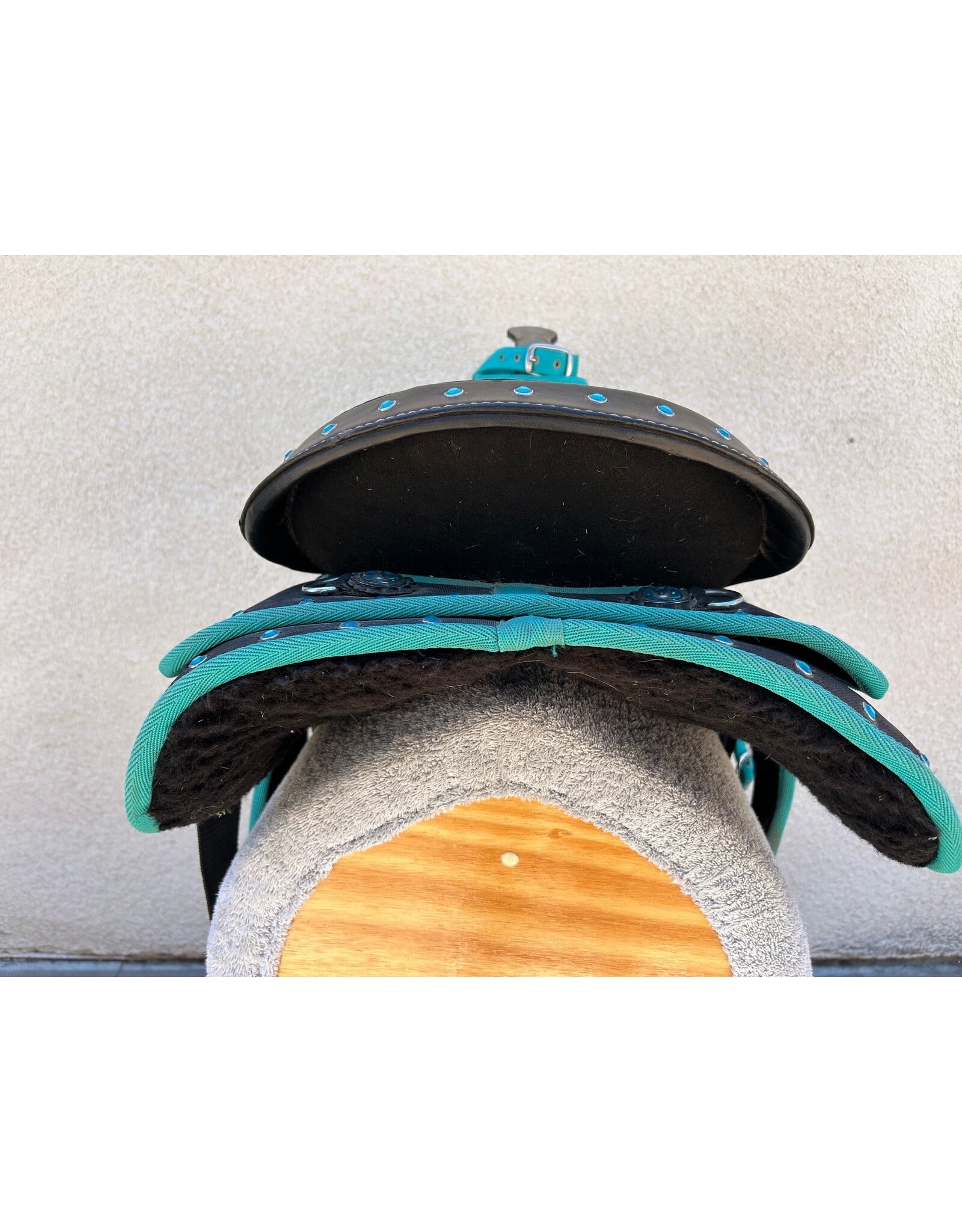 Turquoise Synthetic Saddle Package 16" Seat 8" Gullet