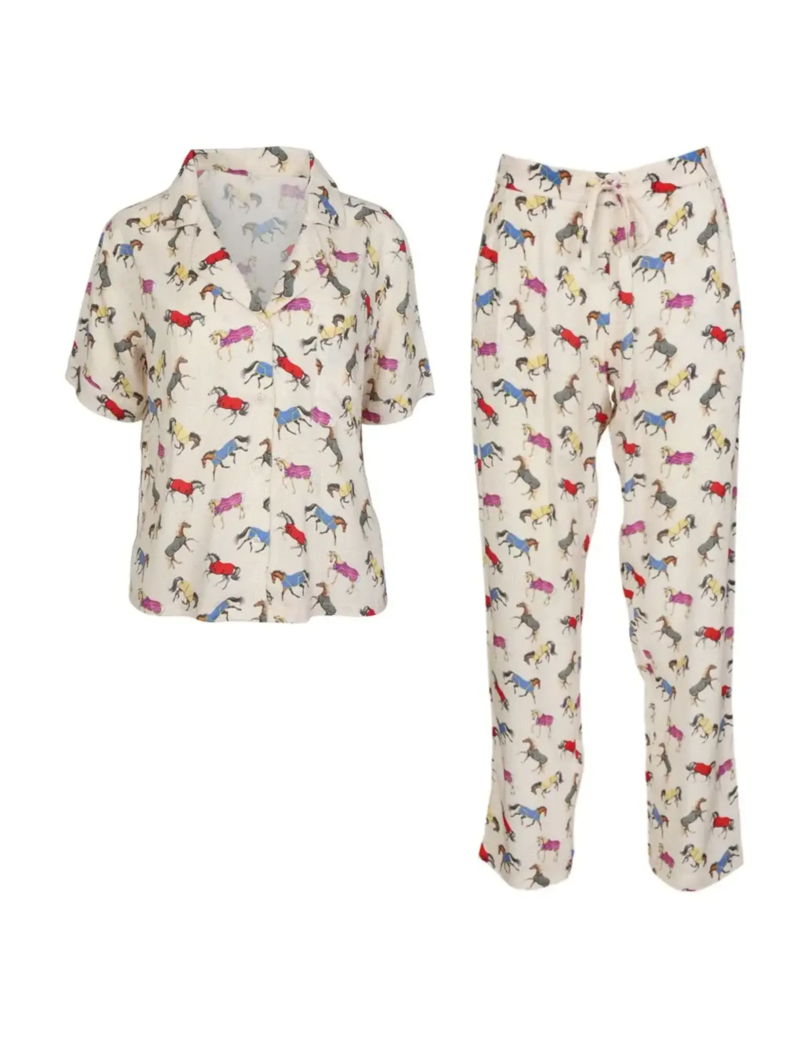 Lila Loungewear Pant Set Multicolor Horses