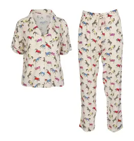 Lila Loungewear Pant Set Multicolor Horses