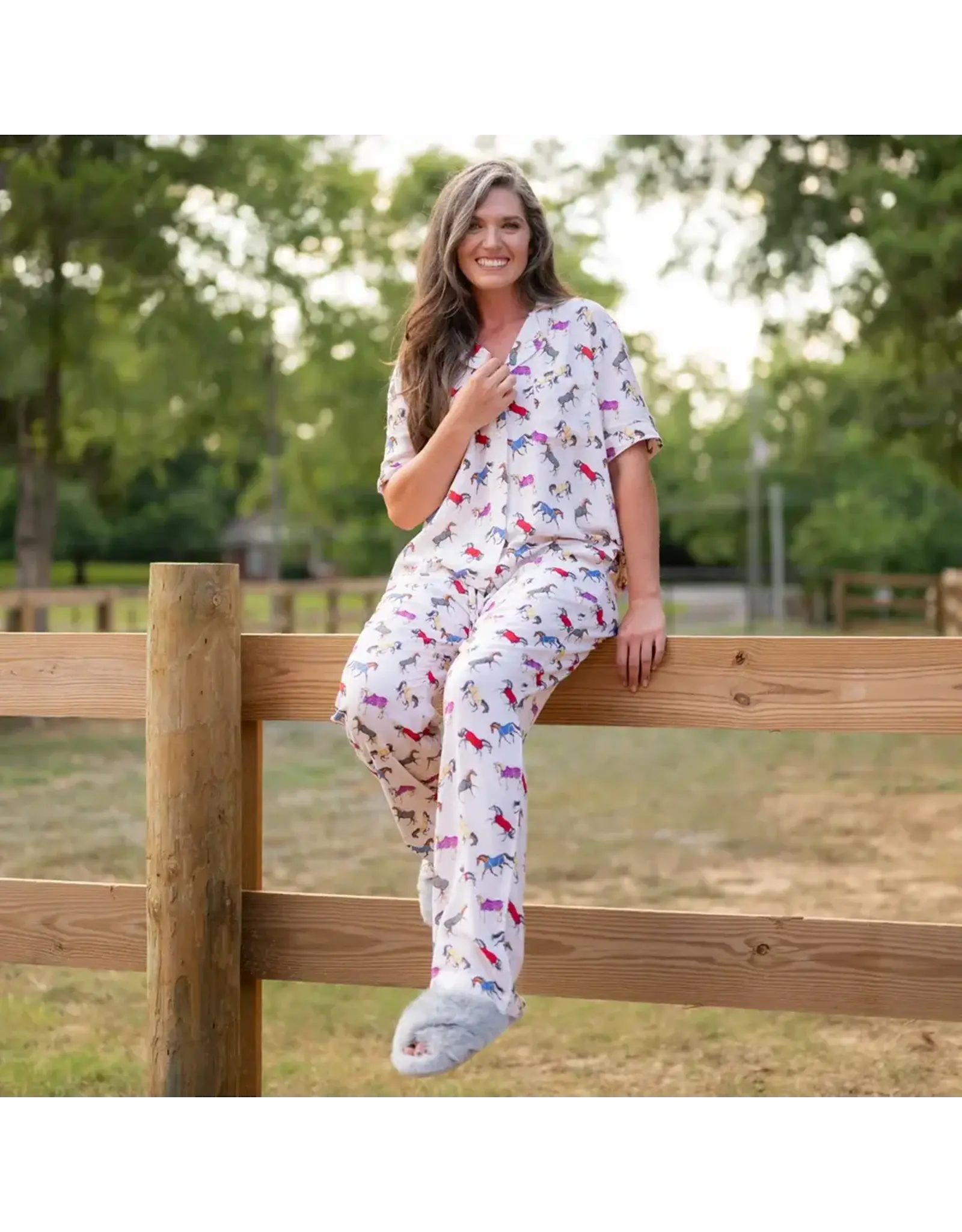 Lila Loungewear Pant Set Multicolor Horses