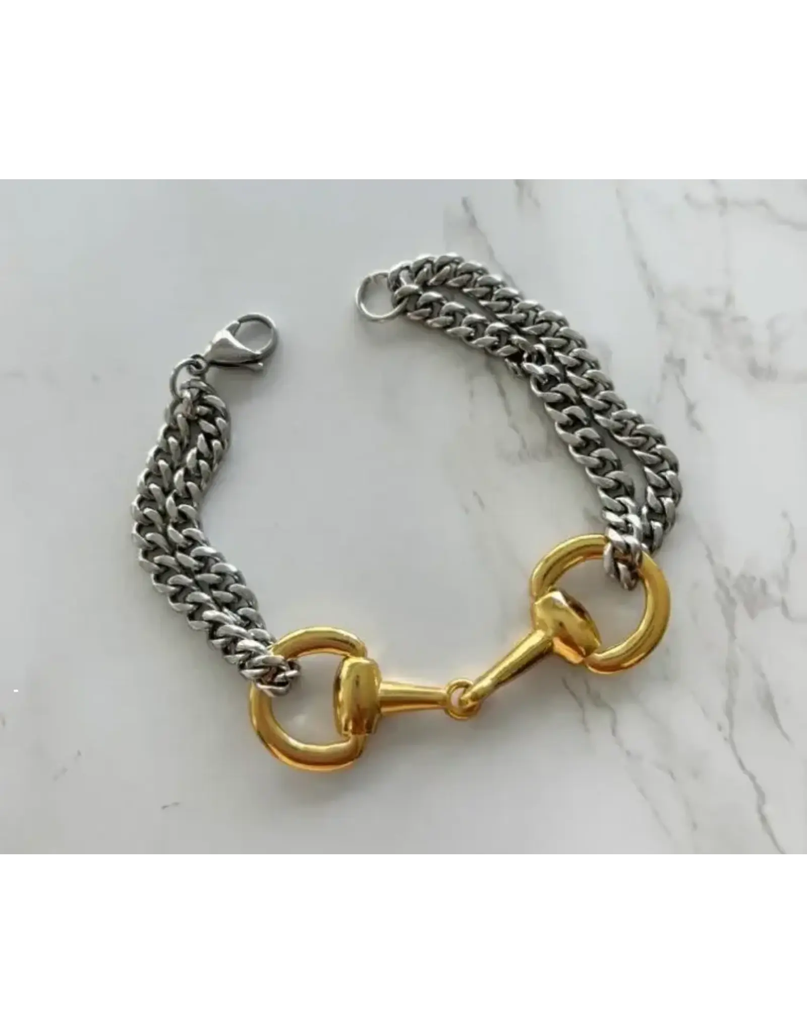 AWST International Two-tone Chunky Snaffle Bit Bracelet