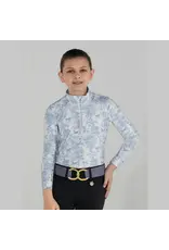 Dapplebay Kids Equestrian Toile 1/4 Zip LS Riding Top Moonrise