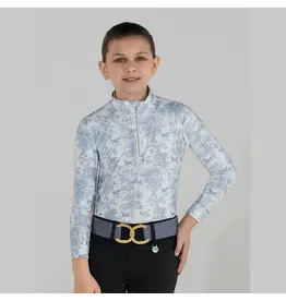 Dapplebay Kids Equestrian Toile 1/4 Zip LS Riding Top Moonrise