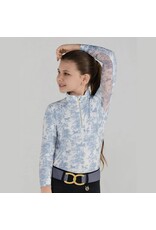 Dapplebay Kids Equestrian Toile 1/4 Zip LS Riding Top Moonrise