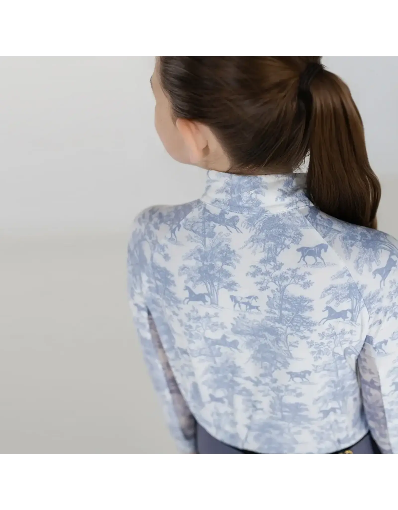 Dapplebay Kids Equestrian Toile 1/4 Zip LS Riding Top Moonrise