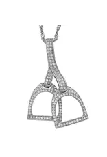 AWST International Rhodium Horse Double Stirrup Necklace