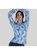 Dapplebay Equestrian Toile Button Down Western Shirt Blue/White