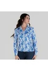 Dapplebay Equestrian Toile Button Down Western Shirt Blue/White