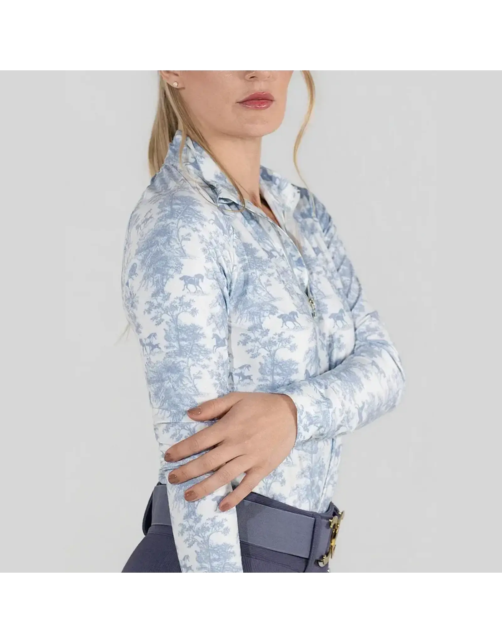 Dapplebay Ladies Equestrian Toile 1/4 Zip LS Riding Top Moonrise