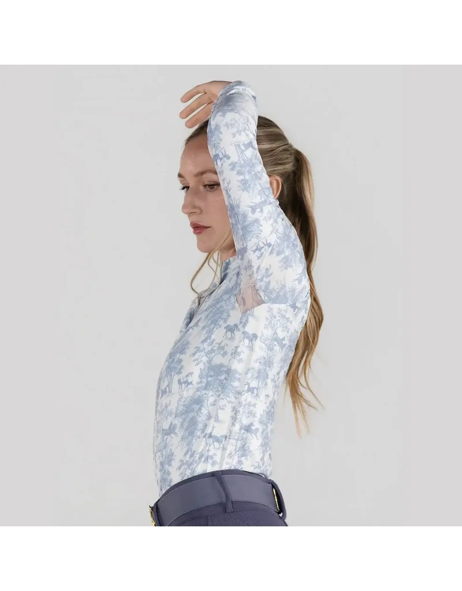 Dapplebay Ladies Equestrian Toile 1/4 Zip LS Riding Top Moonrise