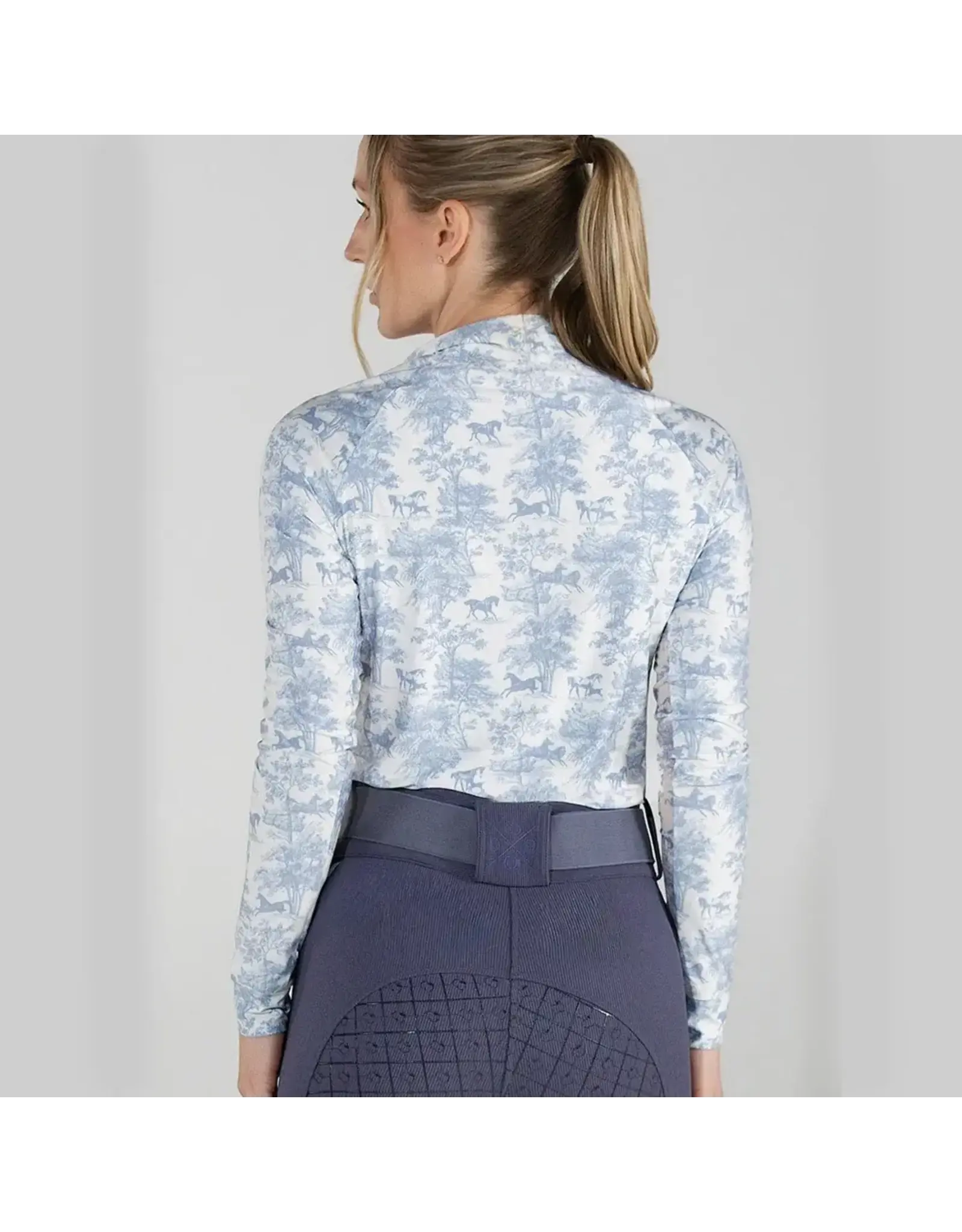 Dapplebay Ladies Equestrian Toile 1/4 Zip LS Riding Top Moonrise