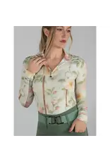 Dapplebay Ladies Vintage Floral 1/4 Zip LS Riding Top