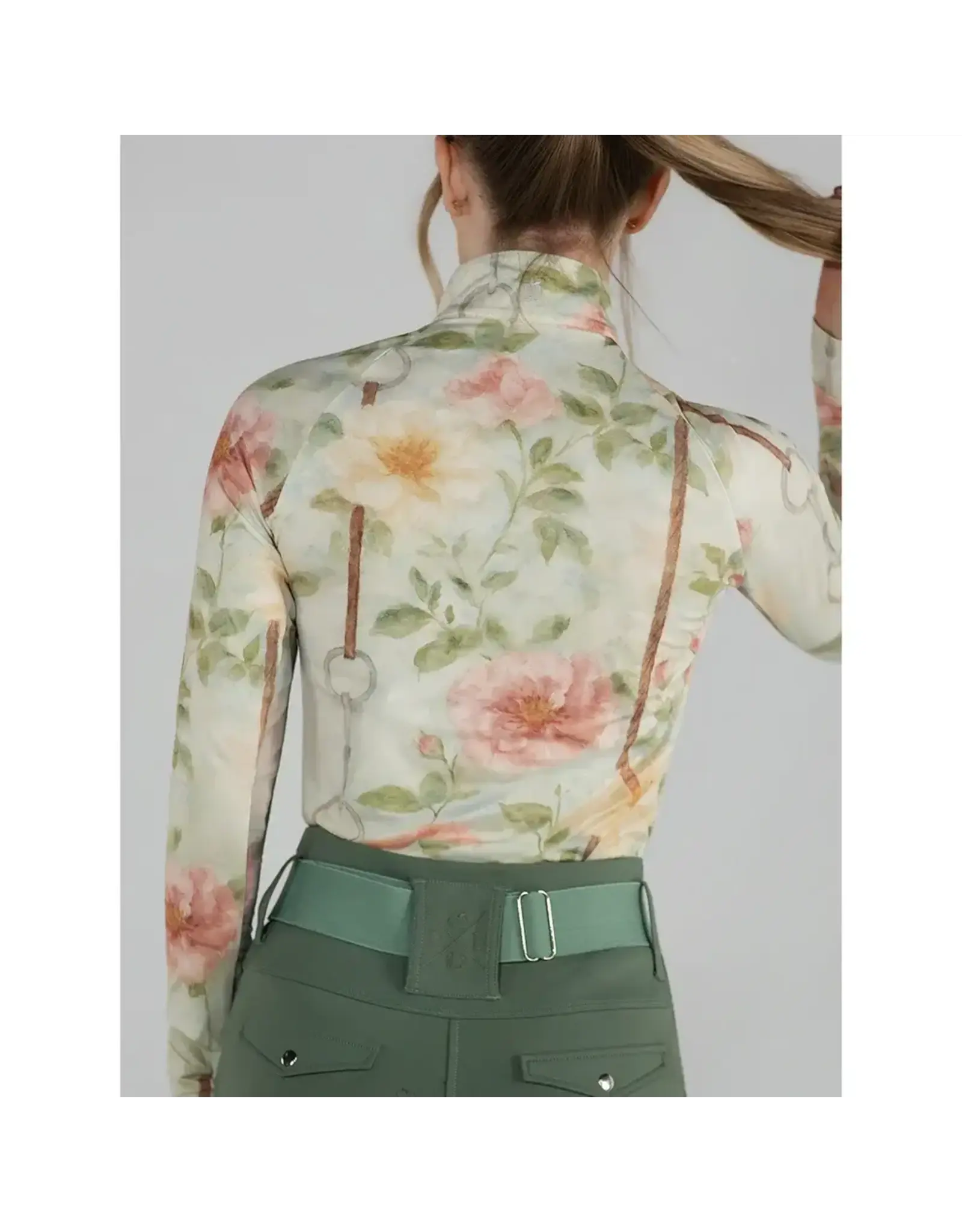 Dapplebay Ladies Vintage Floral 1/4 Zip LS Riding Top