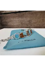 Carol Young Silver Bracelet Western Saddle Stirrup Aqua Stone and Toggle