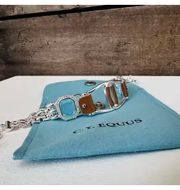 Carol Young Silver Bracelet Western Saddle Stirrup Aqua Stone and Toggle