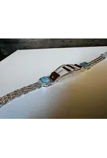 Carol Young Silver Bracelet Western Saddle Stirrup Aqua Stone and Toggle