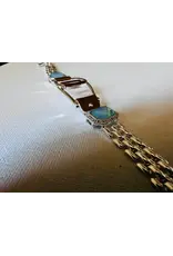 Carol Young Silver Bracelet Western Saddle Stirrup Aqua Stone and Toggle