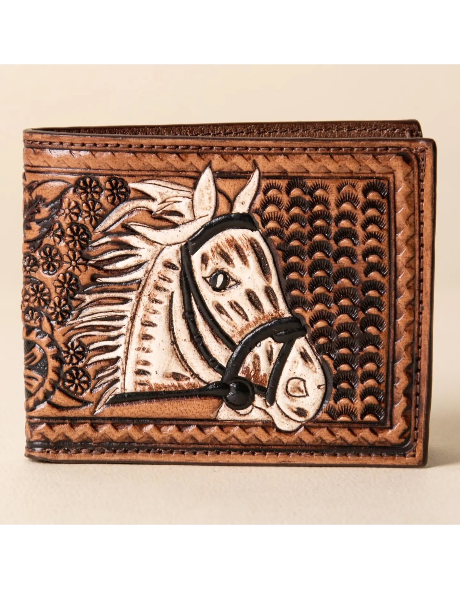 Rebel Ranch Horse Head Tooled Leather Bifold Wallet