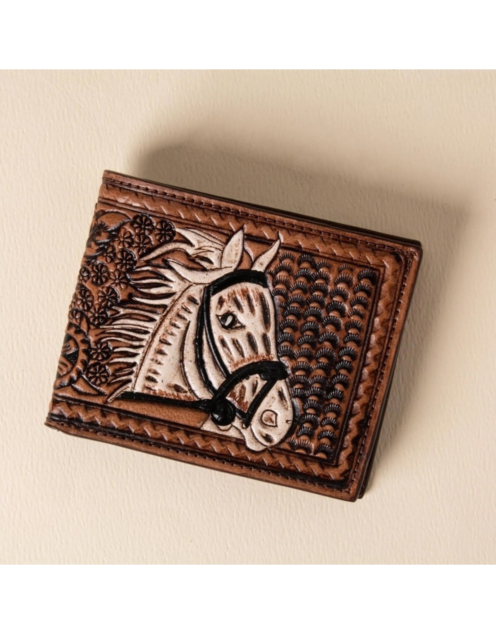 Rebel Ranch Horse Head Tooled Leather Bifold Wallet