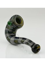 Firekist Glass double layer crushed opal space tech Sherlock with black and white spiral line work