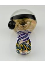 talent glass works Black, White, orange, red and blue Wig wag reversal window with pattern dicro lay back sherlock