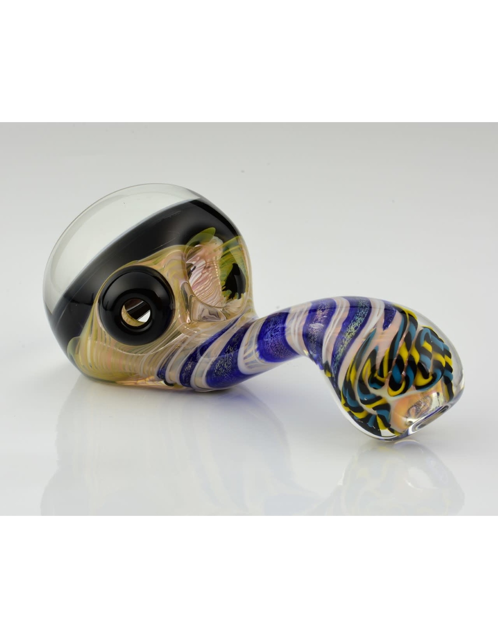 talent glass works Black, White, orange, red and blue Wig wag reversal window with pattern dicro lay back sherlock