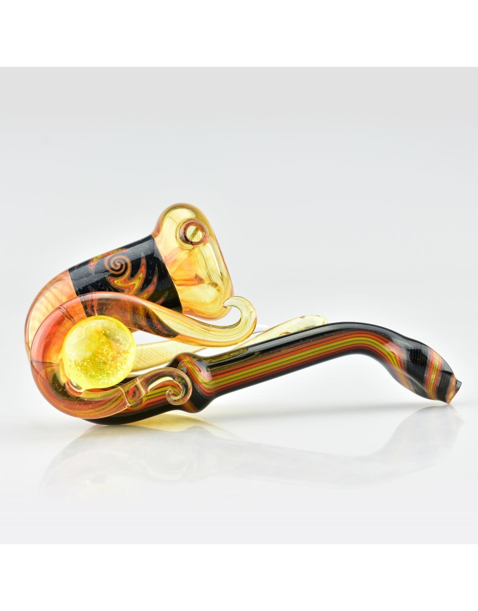 fire and black sherlock with yellow dicro marble and 3 horns