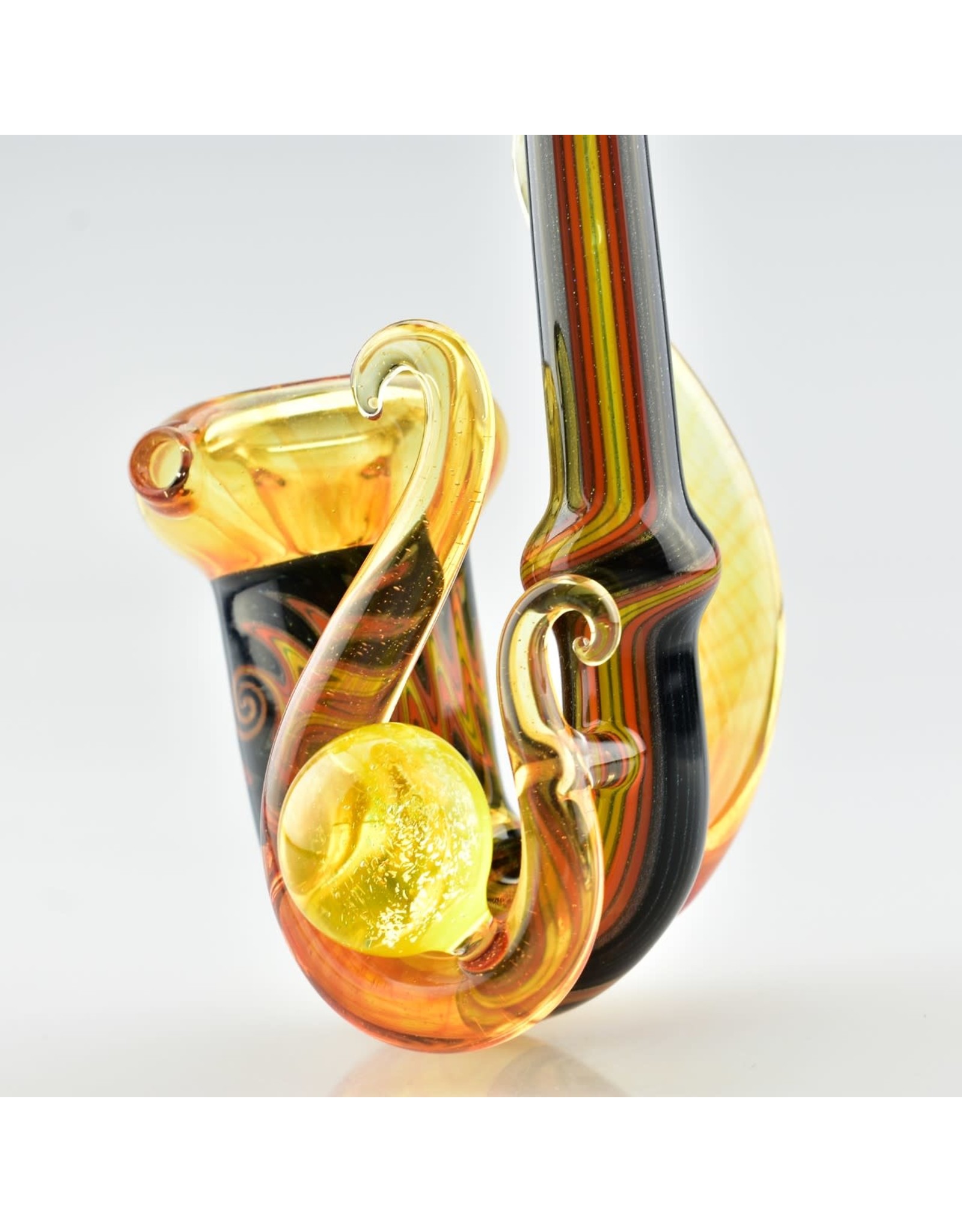 fire and black sherlock with yellow dicro marble and 3 horns