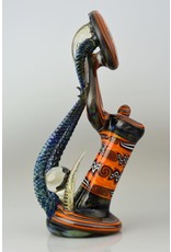 Icke Ickie Worked Fire LRG Sherlock Bub With Donut Under Mouthpiece And Facet Marble On Base