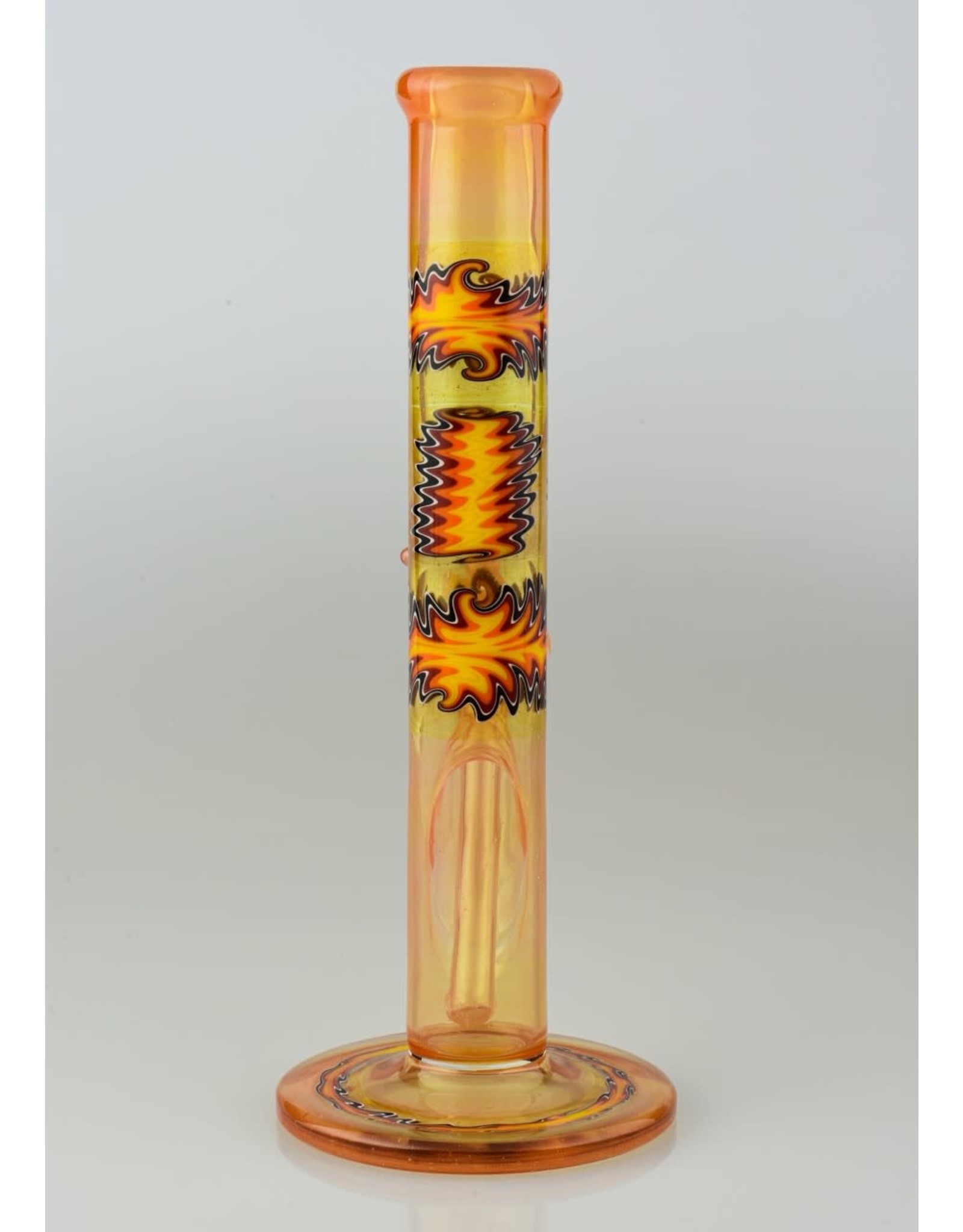 Dawnk Glass (Lester) Transparent Orange Mini Straight Tube With UV Reversals and 2 hole Down Stem