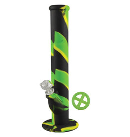 Silicone Water Pipes  14" 14mm Female  Black, Green And Yellow