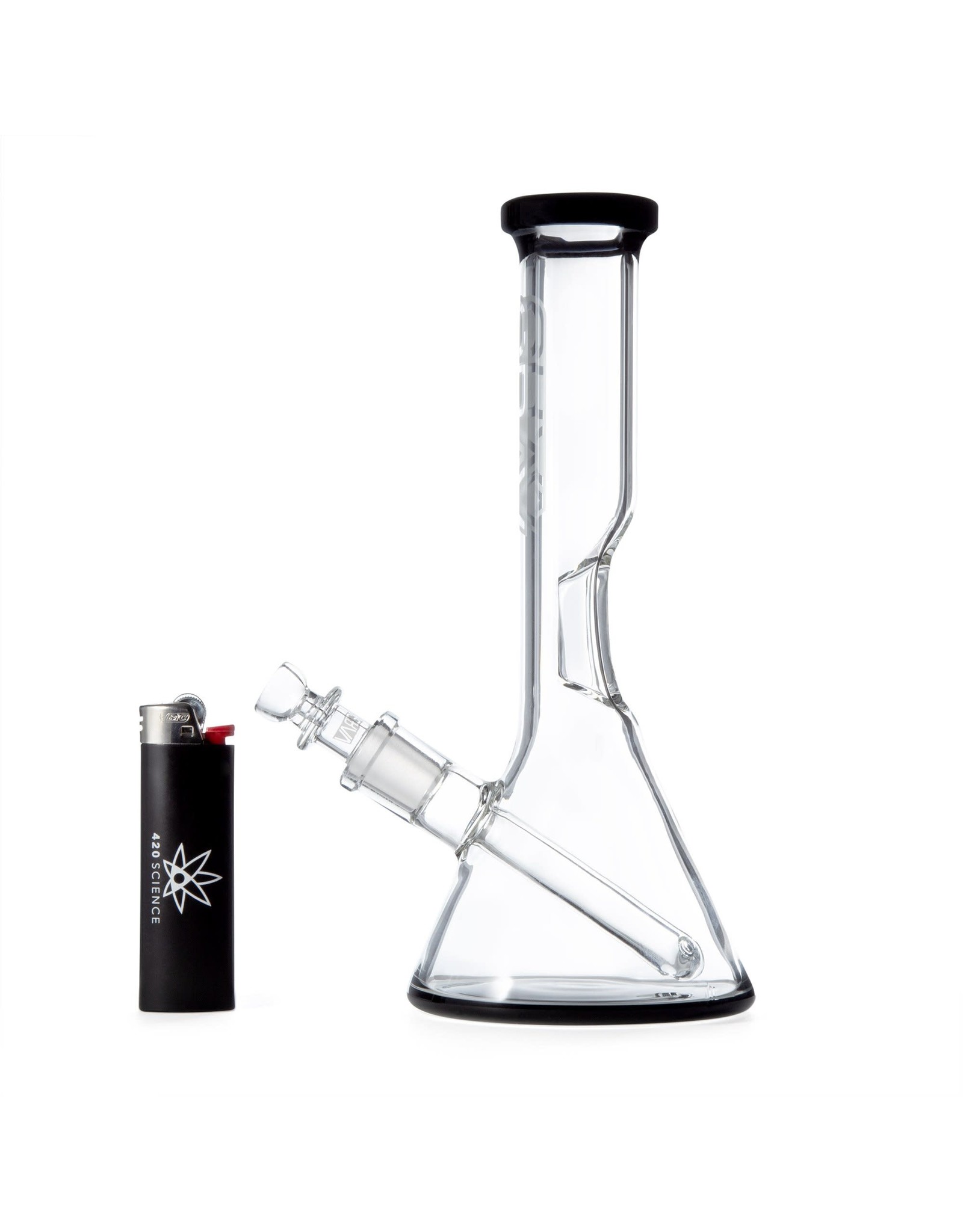 Grav Labs Grav Labs Small Beaker 8" With Fixed Downstem And Black Accents