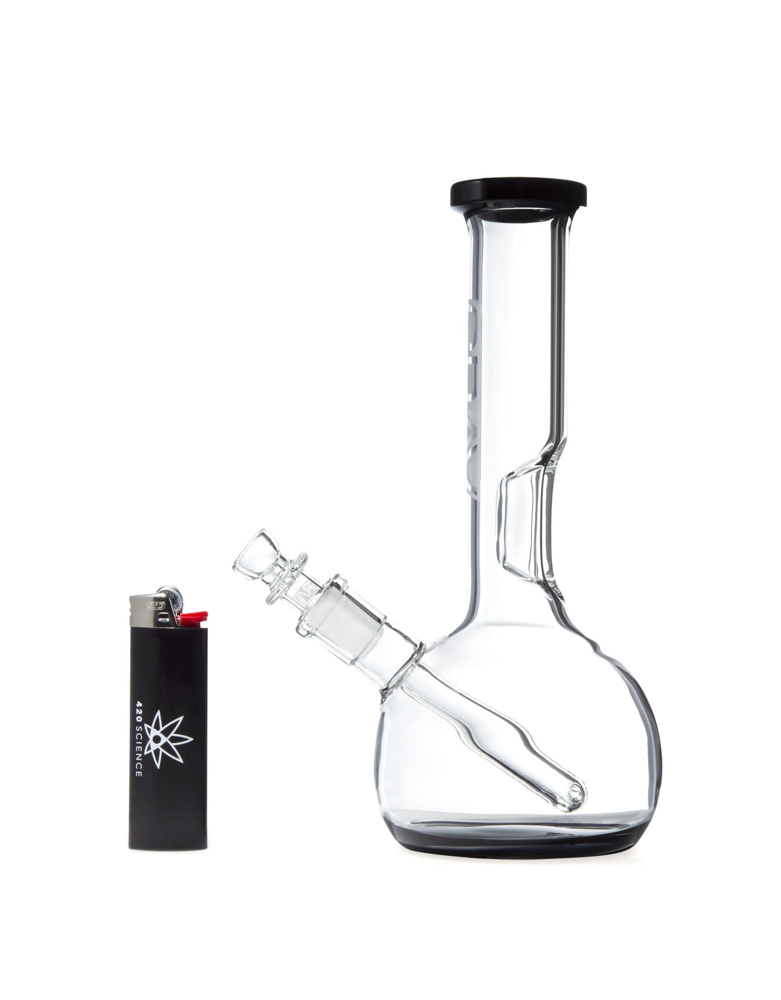 Grav Labs 8" Grav Labs Round Bottom Waterpipe With Fixed Downstem And Black Accents