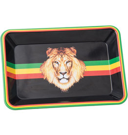 Pulsar Mini Metal Rolling Tray - 7"x5" - Rasta Lion