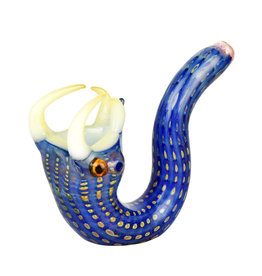 Fanged Blue Snake Glass Pipe - 5"