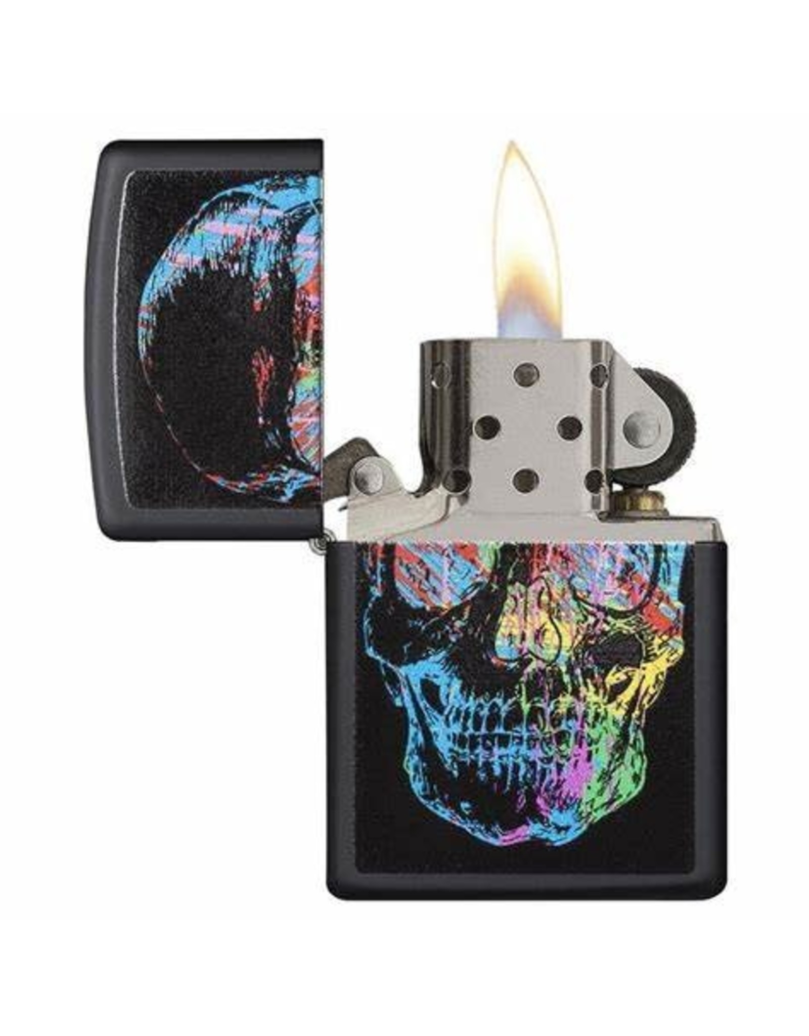 Zippo Lighter ● Half Skull Black Matte Emblem ● 2003985 ● Neu New OVP ● A385 
