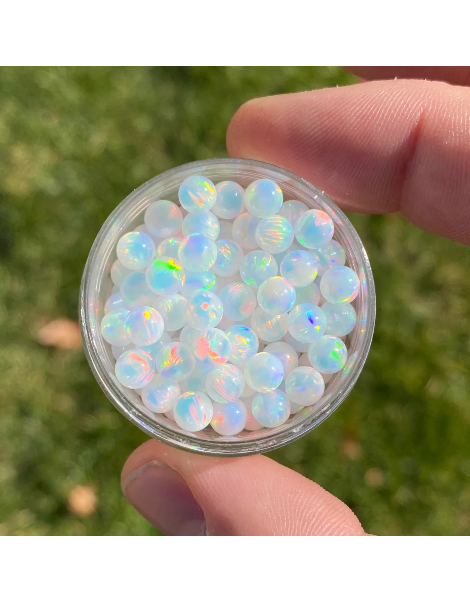 5mm White Opal Rainbow Pearl
