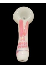 Gold Fume Pink Skull On White Tubing Pipe