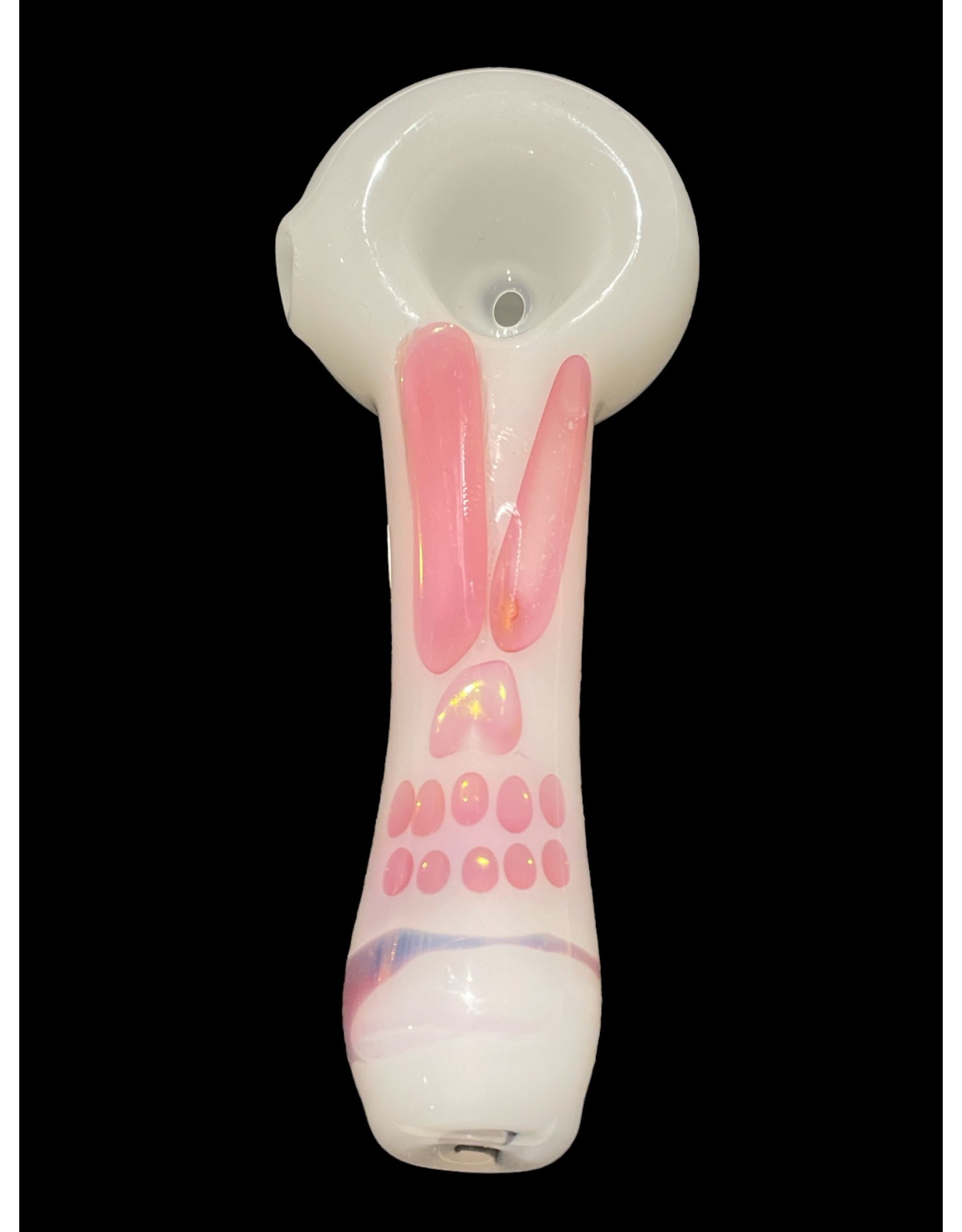 Gold Fume Pink Skull On White Tubing Pipe