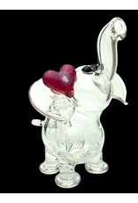 Micro Clear Elephant With Heart And Opal