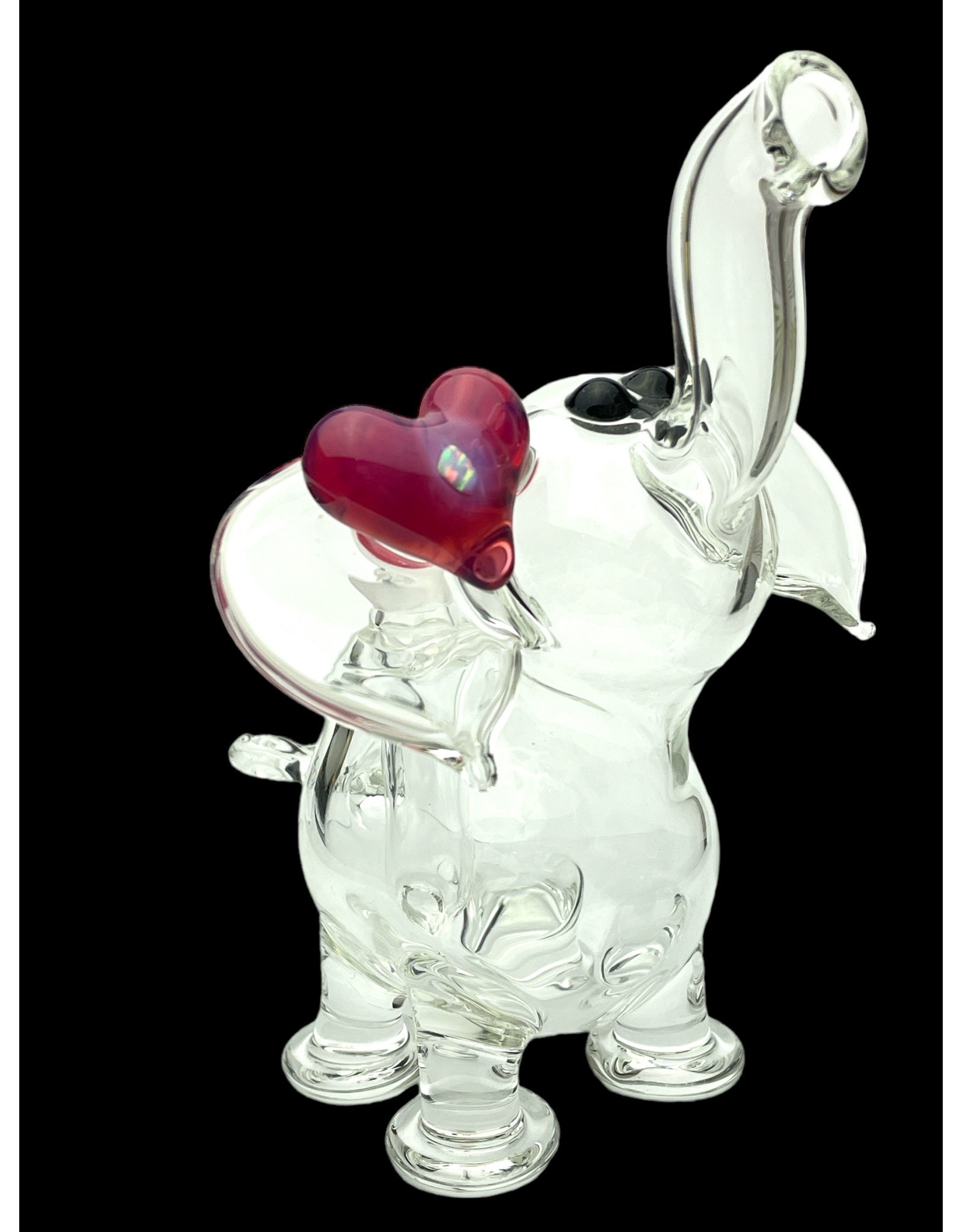 Micro Clear Elephant With Heart And Opal